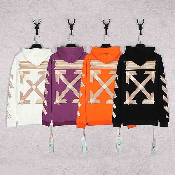 

hoodiesairport adhesive tape arrow print new fall / winter 2020 hooded pullover1, Black