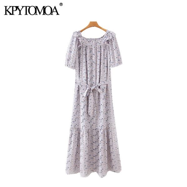 

women elegant fashion printed with sashes ruffled midi dress short sleeve pockets female dresses vestidos 210420, Black;gray