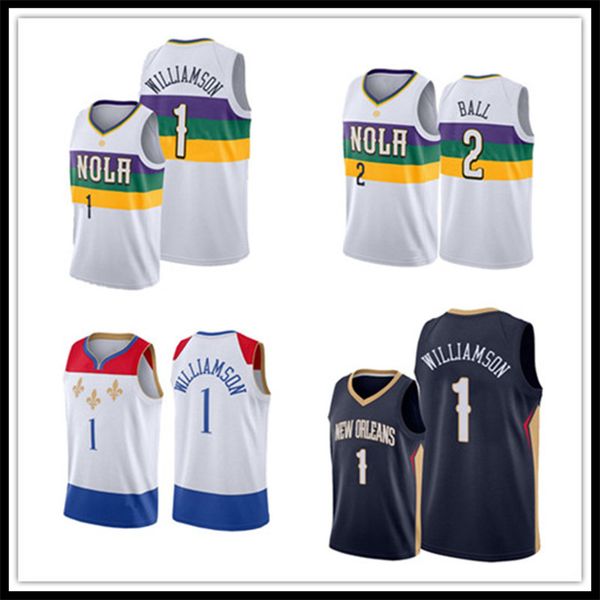 

zion 1 williamson jersey lonzo 2 ball basketball jerseys mens free, Black;red