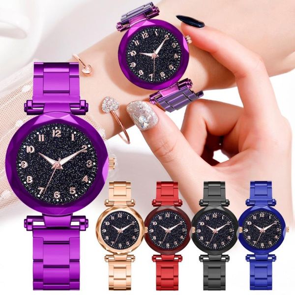 

wristwatches luxury women watches magnetic starry sky female clock quartz wristwatch fashion ladies wrist watch relogio feminino, Slivery;brown