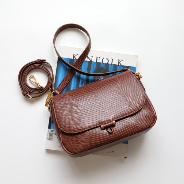 

evening bags 2021 retro commuter all-match lizard pattern leather messenger one-shoulder small square bag female