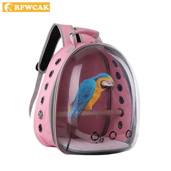 

pet parrot backpack bird carrying cage outdoor travel comfortable breathable extensible carrier backbag space capsule