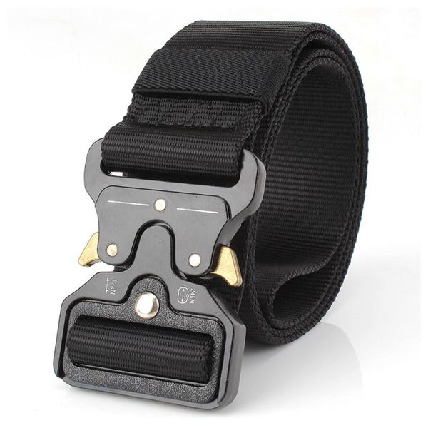 

lixada tactical belts nylon military waist belt with metal buckle adjustable training hunting accessories support, Black;gray