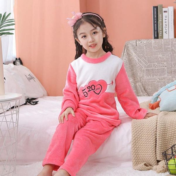 

pajamas winter children fleece warm flannel sleepwear girls loungewear coral kids pijamas homewear boys nightwear pyjama, Blue;red