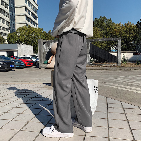 

Casual Pants Men Loose Straight Chic Autumn Solid Pocket Fashion Korean Style Streetwear Students Male Harajuku Simple Cool New, Black