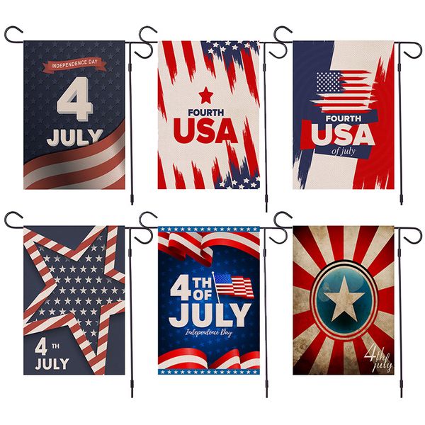 

home garden decoration banner flags linen double side printing american festival flags