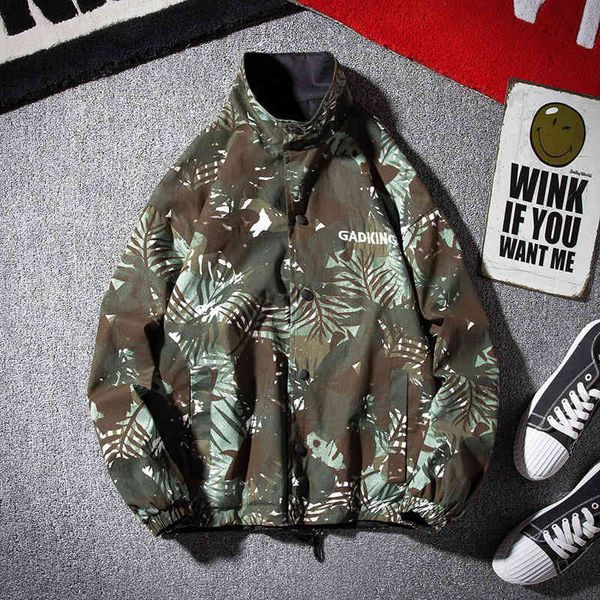 

men's jackets reversible jacket japanese harajuku military style tooling hong kong flavor bf wind loose stand-up collar njyw, Black;brown