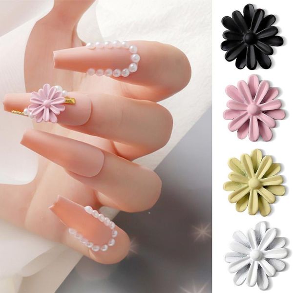 

nail art decorations 5pcs 3d resin daisy flower candy color fashion charms jewelry ornaments net red manicure accessories, Silver;gold