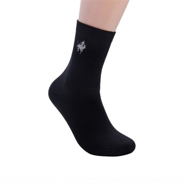 

zvsm mid tube autumn and winter embroidered cotton 2020 solid color embroidery men's socks business cotton four seasons men's casu, Black