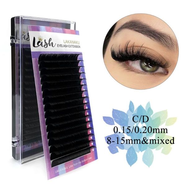 

false eyelashes lakanaku 16 lines ellipse flat lashes extension mink softer 0.20 8-15mm natural light makeup