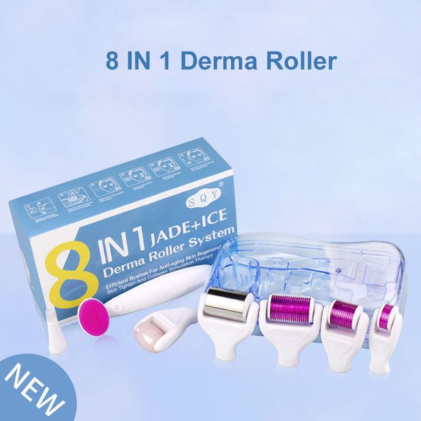 

8 in 1 derma roller needle microdermabrasion facial rollor microneedle kit for skin rejuvenation wrinkle acne reduce facial care