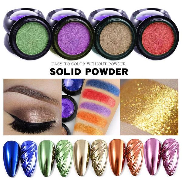 

nail glitter 1box solid state mirror metallic dust powder metal effect art uv gel polish chrome, Silver;gold