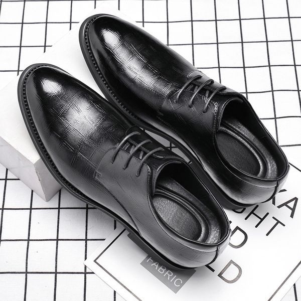 

2021 spring leather sho men's british trendy busins drs korean casual versatile, Black