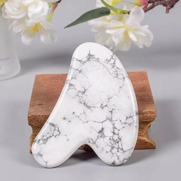 

white howlite guasha board massage tool face lift neck eye scraping spa acupuncture beauty relax healing crystal gua sha stone