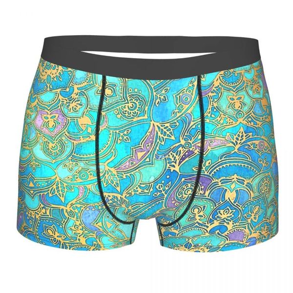 

underpants pretty bohemian cotton panties man underwear sapphire & jade stained glass mandalas shorts briefs, Black;white