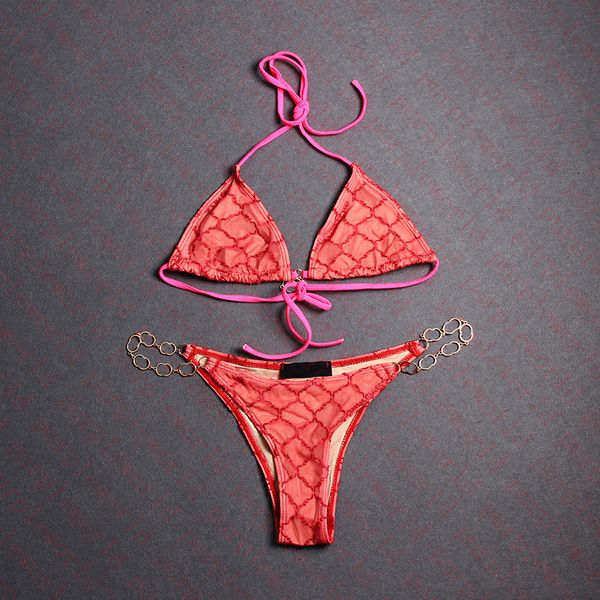 Kişilik Zinciri Mayoları Mayo Klasik Mektup Jacquard Bikinis Lady Brand için Doğum Günü Hediyesi Set İki Parça Seti