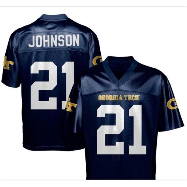

custom 009 youth women vintage ga tech yellowjackets c. johnson #21 football jersey size s-5xl or custom any name or number jersey, Black