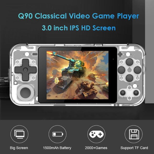 

portable game players powkiddy q90 retro handheld player 3.0 inch ips screen 16gb dual open source system pocket mini video console
