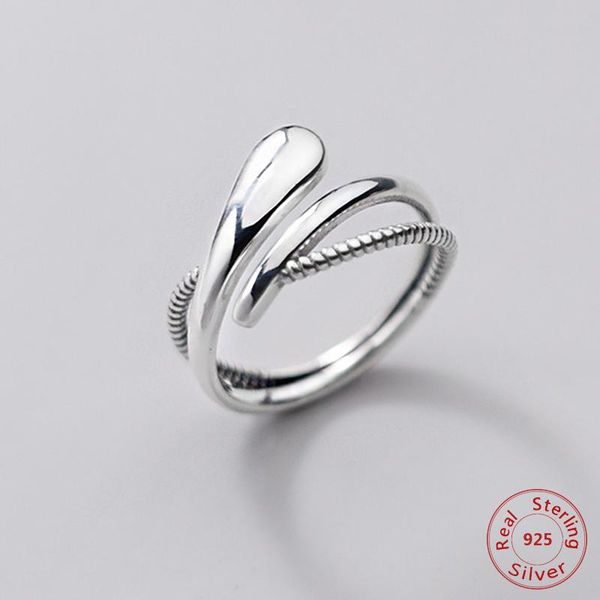 

cluster rings 925 sterling silver for women exaggerated adjustable geometric irregular female fashion gifts, Golden;silver