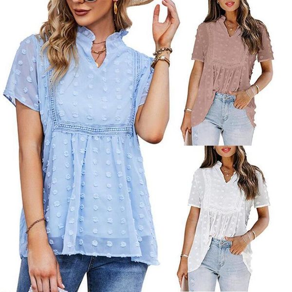 

women's blouses & shirts independent station chiffon jacquard ball lace shirt in 2021, White