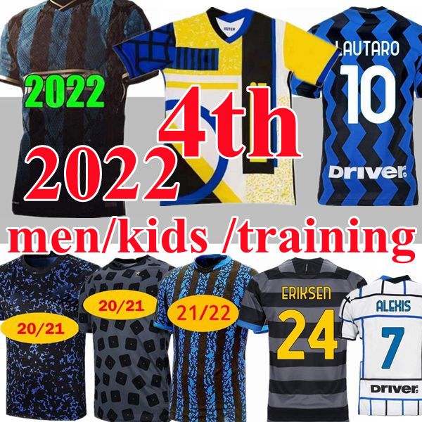 

new 2021 2022 inter 4th lukaku lautaro alexis soccer jerseys 20 21 22 milan vidal barella men kids kits jersey training football shirts &, Black;yellow