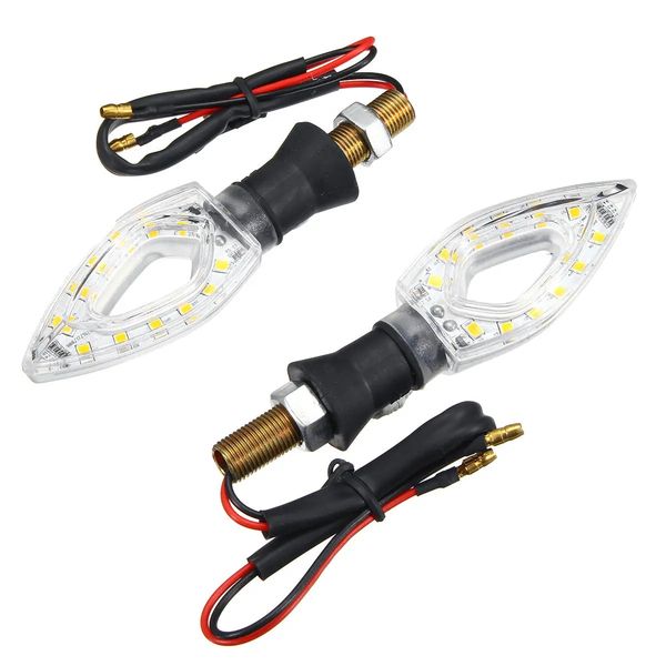 

pair 12v motorcycle led turn signal indicator lights strobe flash blinker amber blue lamp universal