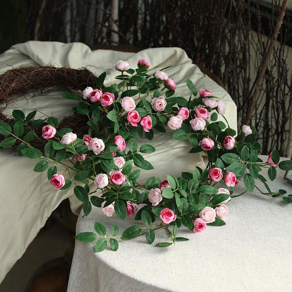 

decorative flowers & wreaths artificial rose eucalyptus vine wreath false peony hanging plant home garden wedding arch party decoration