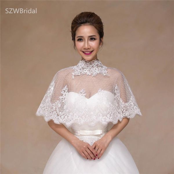 

wraps & jackets fashion wedding bridals shawl lace appliqued with buckle romantic women off shoulder wrap handmade accessories, White