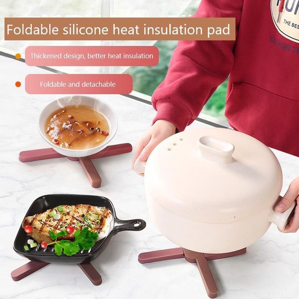 

mats & pads thickened food grade silicone placemat for most utensils foldable&detachable pad anti-skid dining table mat kitchen accessories