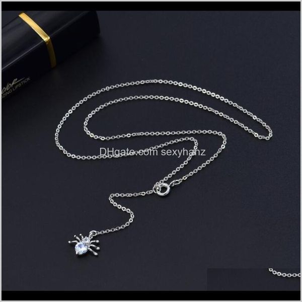 

necklaces & pendants drop delivery 2021 -selling jewelry fashion simple personality female necklace lovely animal spider set zircon pendant, Silver