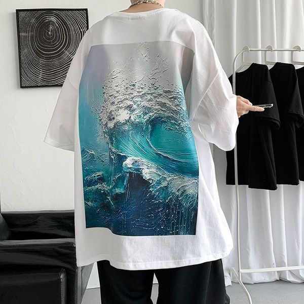 

men's t-shirts hawaiian ice vintaeg t-shirt men oversize summer harajuku shirt, White;black