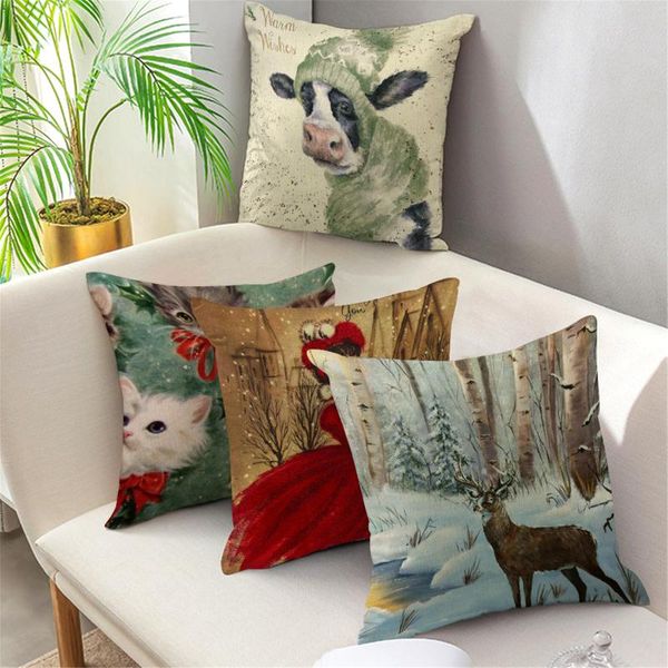 

cushion/decorative pillow cute animal and decoration christmas style peach skin pillows cover sofa bed decorative case home winter