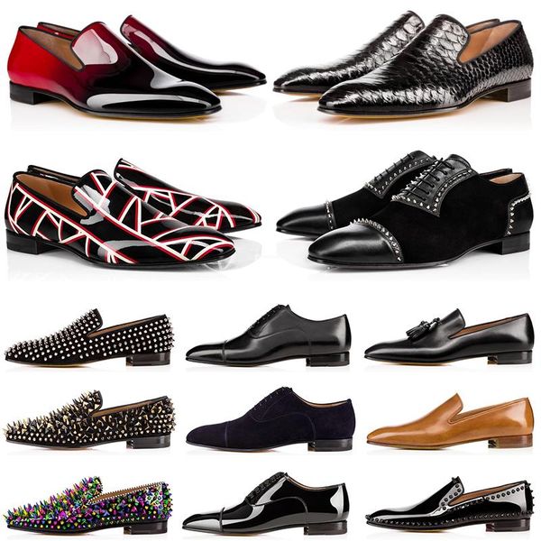

red sole men dress shoes with box flat heel genuine leather fashion loafers formal business shoe dandelion flats big size euro 38-46, Black
