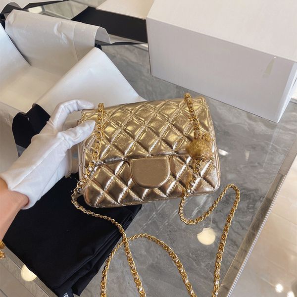 

7a+ luxury crossbody bags fashion small golden ball chain french designer handbag golden lambskin quilted one-shoulder women's bag mess