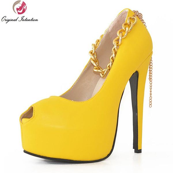 

original intention lively women pumps elegant open toe spikle heels yellow green shoes woman plus size 4-15 dress, Black