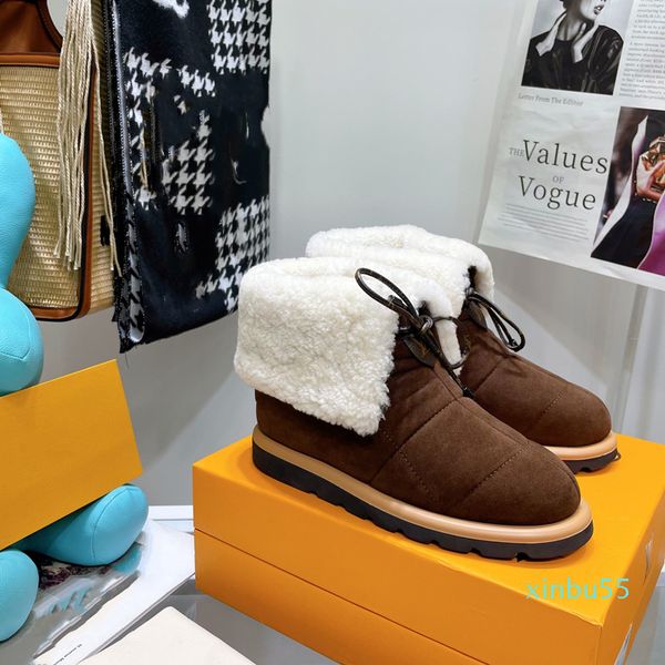 

snow boots women shoes designer ankle boot wool cold proof winter warm shoe fashion versatile short classic, Black