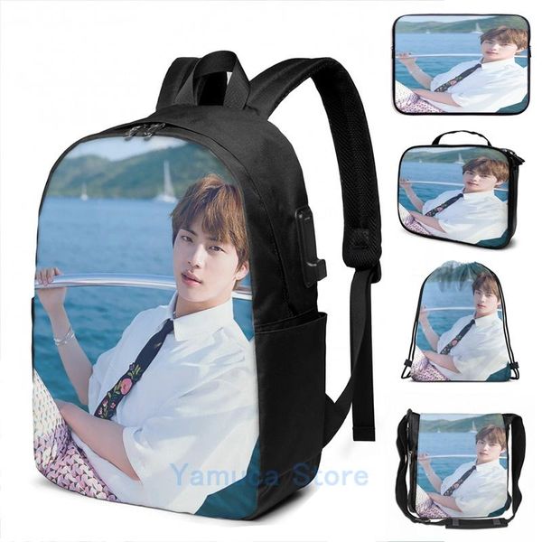

backpack funny graphic print jin usb charge men school bags women bag travel laptop