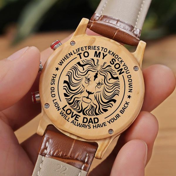 

wristwatches dad to my son-engraved watch belt watches luxury automatic quartz kid birthday graduation gift, Slivery;brown
