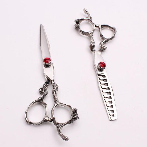 

hair scissors 6'' 17.5cm japan 440c red stone customized logo professional hairdressing salon styling tools c9006