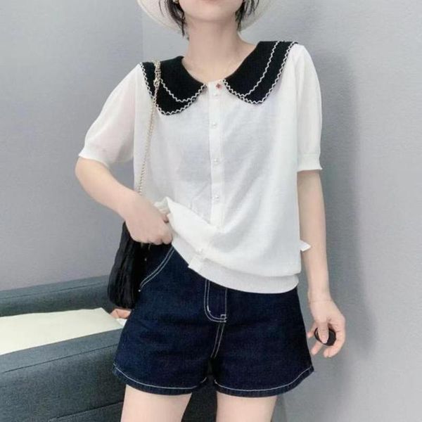 

women's sweaters 2021 sale rushed 20577 (3 6 row 4) not make web celebrity figure [2001] 37 collar short sleeve t-shirt, White;black