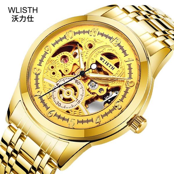 

wristwatches automatic mechanical watch gold men's, Slivery;brown