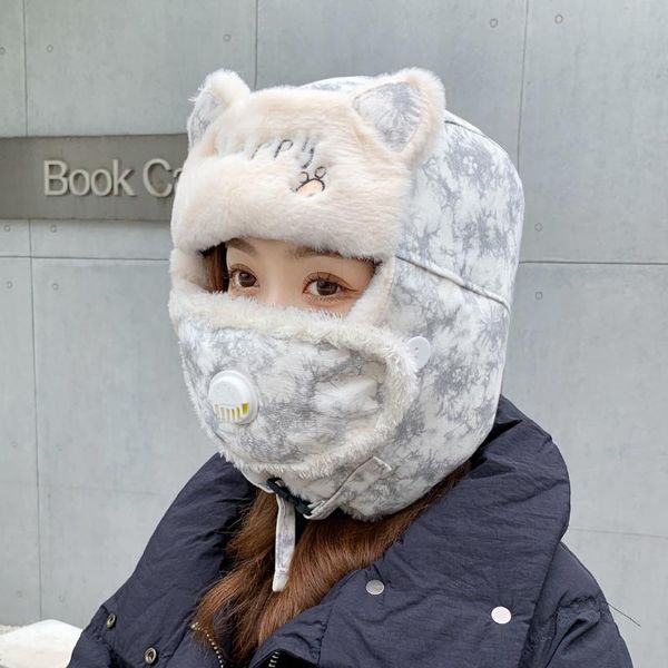 

hats, scarves & gloves sets trend winter thermal bomber hats men women fashion ear protection face windproof ski cap velvet thicken couple h, Blue;gray