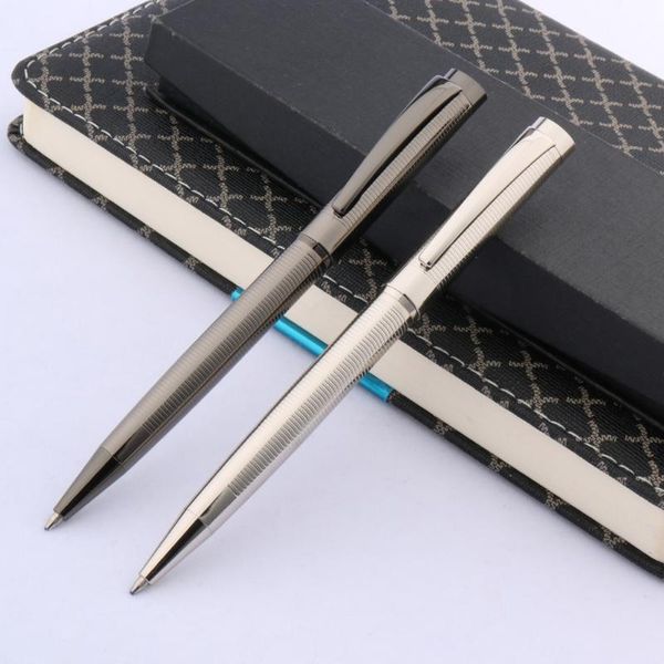 

ballpoint pens luxury quality calligraphy gun gray pen wave circle metal silver ornament line ink office school supplies, Blue;orange