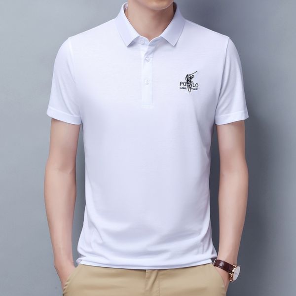 

2021 summer new short sleeve slim lapel men's t- casual poio shirt, White;black