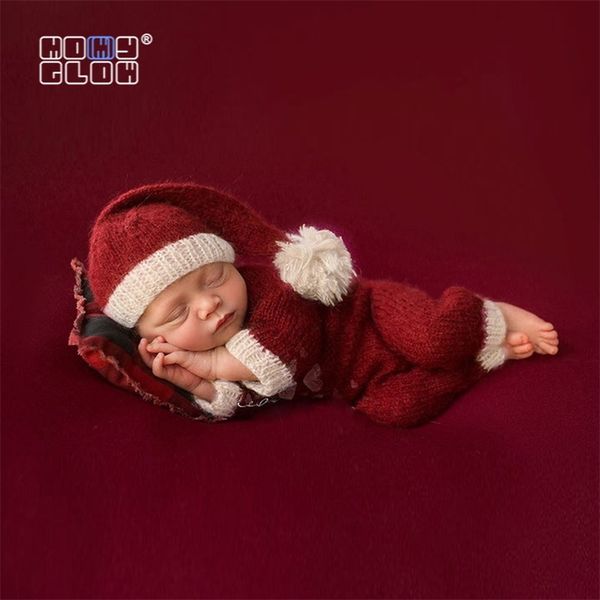 

romper born crochet outfits christmas baby poshoot outfit born pos props for pography bodysuit santa hat 211018, White