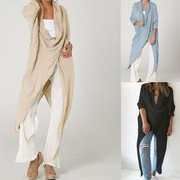 

plus size tunic celmia women retro blouse 2021 summer asymmetrical long shirts casual loose solid blusas chemiser femininas women's bl, White