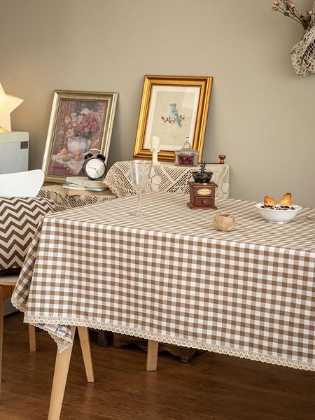 

table cloth tablecloth fabric nordic pastoral style multi-specification rectangular household lattice tea