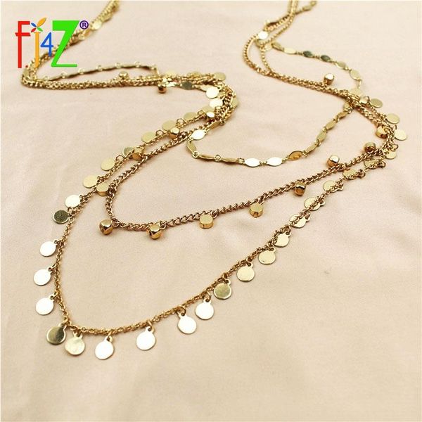 

pendant necklaces f.j4z 2021 women's necklace trendy 3layers coins charms geometric long collar lady special gifts jewelry dropship, Silver