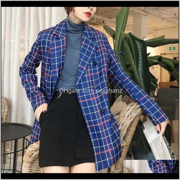 

suits blazers spring and autumn womens suit casual plaid doublebreasted pocket decoration suit1 5xh2l kjl1t, White;black