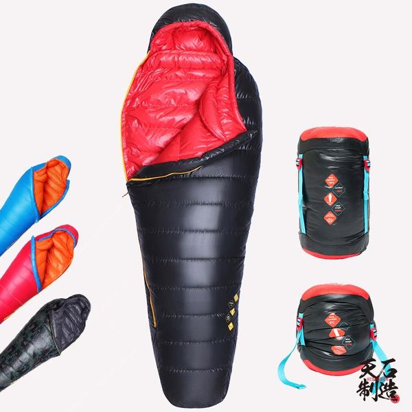 

-10c sleeping bag down750g outdoor stitching mummy duck down camping bags